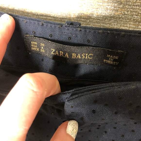 Zara navy polka dot career office trouser dress pants - Picture 3 of 4